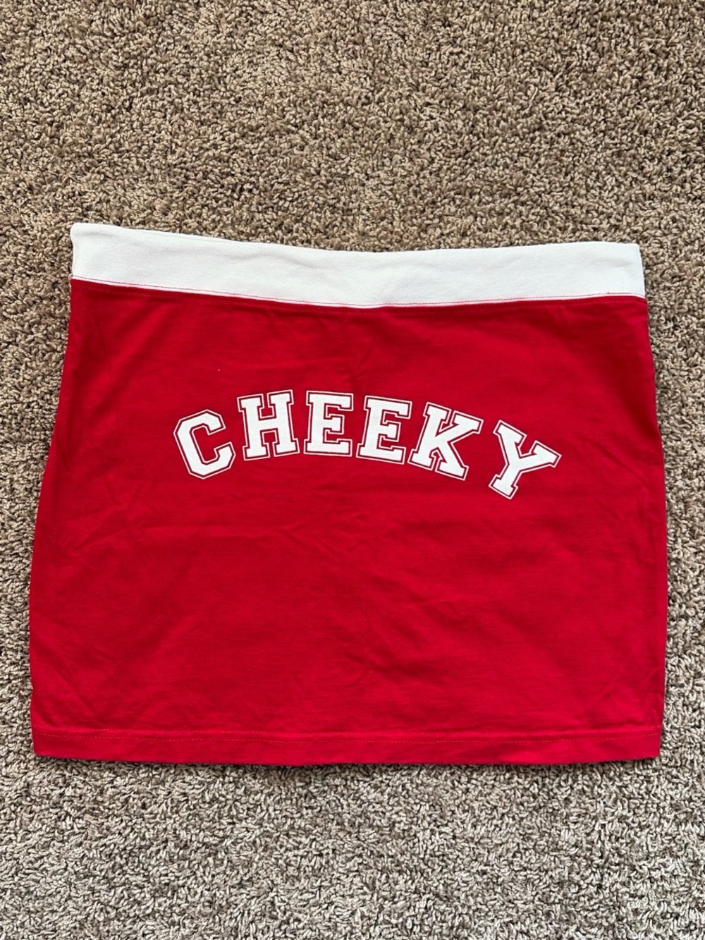 Cheeky Red Mini Skirt with White Waistband